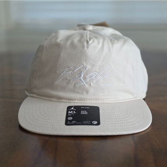 Nike Air Jordan Hat Flight Pro Strap 5-Panel Beige White Adjustable Cap Large L - Picture 2 of 12